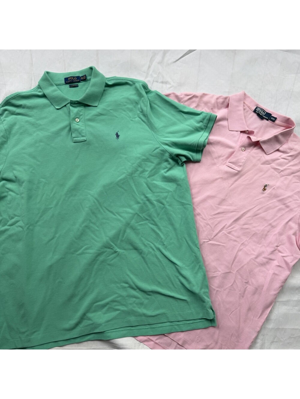 Polo Ralph Lauren Polo Shirts Men’s XXL Lot of 2 Green Pink Classic Fit Pony 2XL